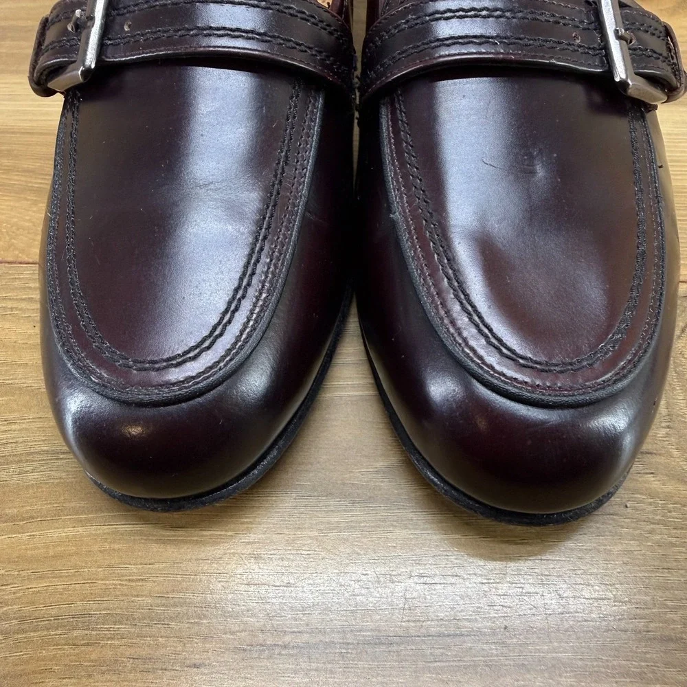 Stuart McGuire Apron Toe Buckle Loafers Mens 10 EE‎ Bugundy Leather Formal